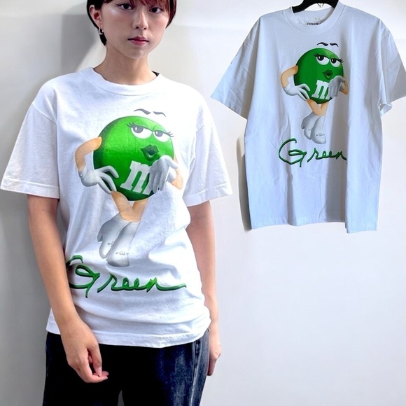 Authentic Old Character Kelly GREEN M&M’s White Short Sleeve Tee Size Large NEW - Picture 9 of 9
